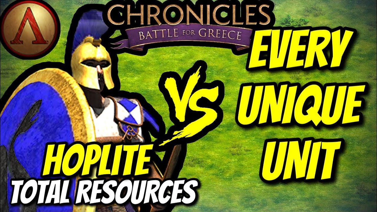 ELITE HOPLITE (Spartans) vs EVERY UNIQUE UNIT (Total Resources) | AoE II: Definitive Edition