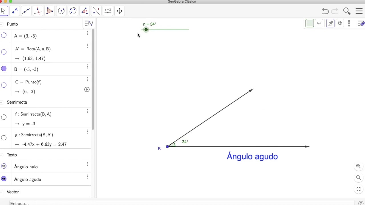 Clasificación de ángulos usando GeoGebra