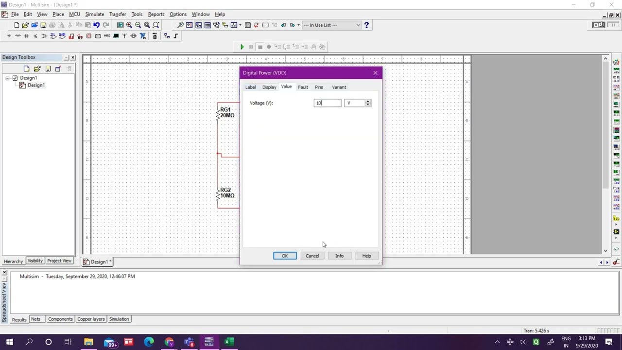 Expt No 1_To design, build single stage CS amplifier & verify dc operating point.Multisim Simulation
