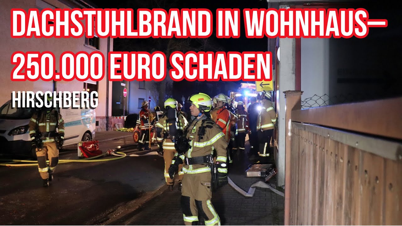 Hoher Sachschaden bei Dachstuhlbrand in Hirschberg - Feuerwehr verhindert Schlimmeres