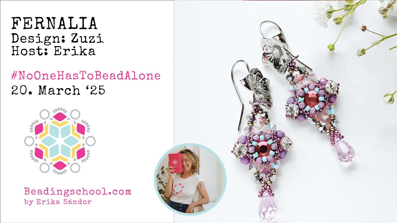 🧵🪡 FERNALIA earrings #NoOneHasToBeadAlone beading workshop