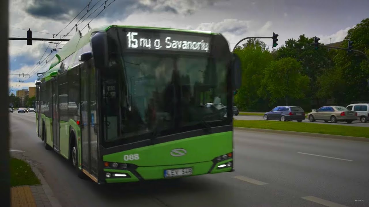 Lithuania, Kaunas, trolleybus 15 ride from „Vyturio" gimnazija to Technologijų mokymo centras