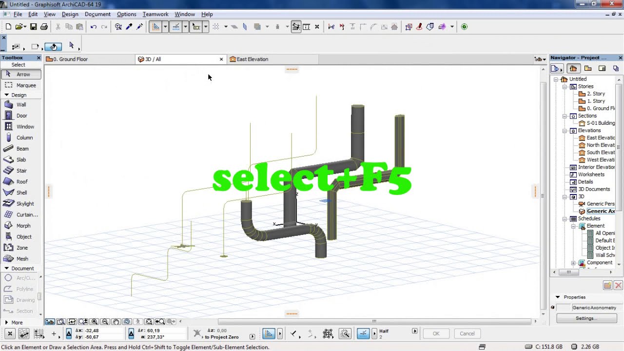 Archicad, tube, tubo, morph, forma, tubería