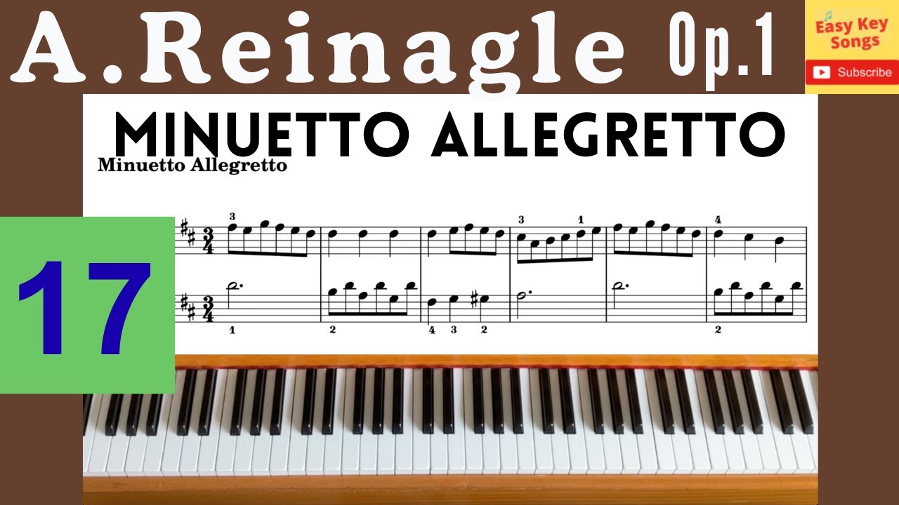A.Reinagle - 24 Short And Easy Pieces Op.1. No.17 Minuetto Allegretto | Beginner Piano Pieces