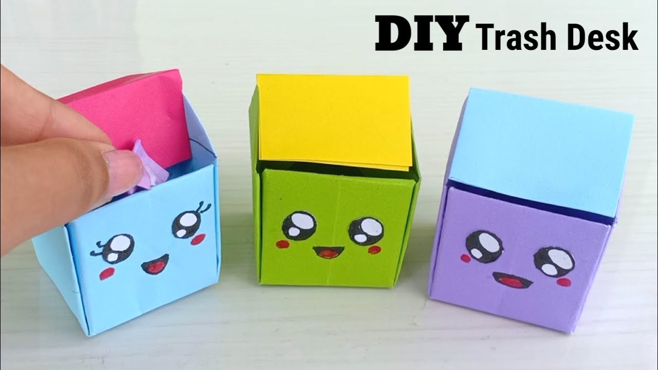 DIY Emoji Trash Desk Organization Idea From Paper | How to make trash bin /Dust Bin paper Craft Idea