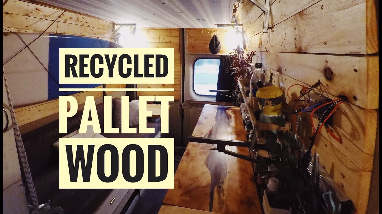 Reclaimed pallet wood van cladding