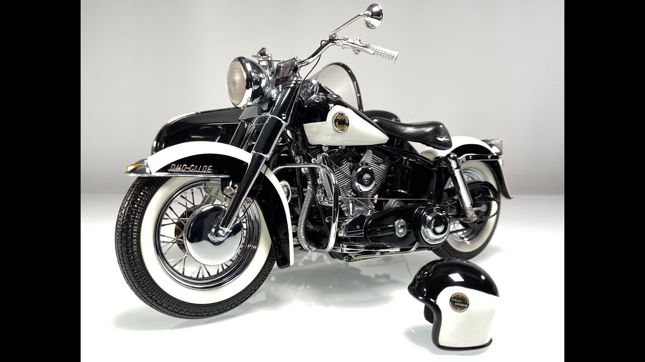 Franklin Mint 1958 Harley-Davidson Duo-Glide Motorcycle With Sidecar 1:10 Scale Diecast