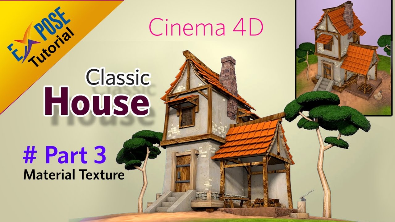 Cinema 4D Tutorial - Classic House Part 3 | Material & get Material File