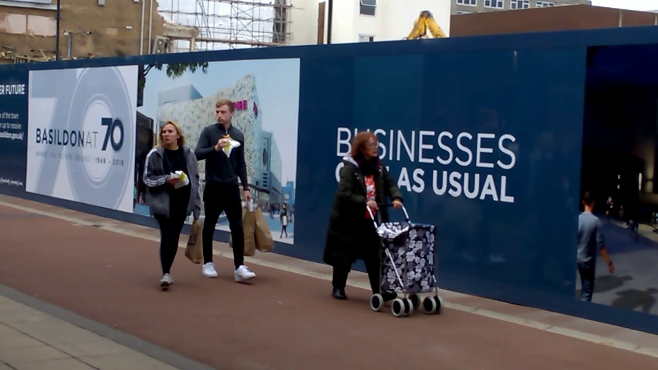 Basildon Town Centre East Walk and East Square regeneration in progress