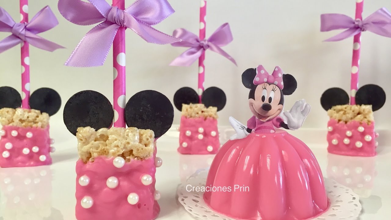 Rice Krispies Minnie mouse, paletas de Arroz inflado