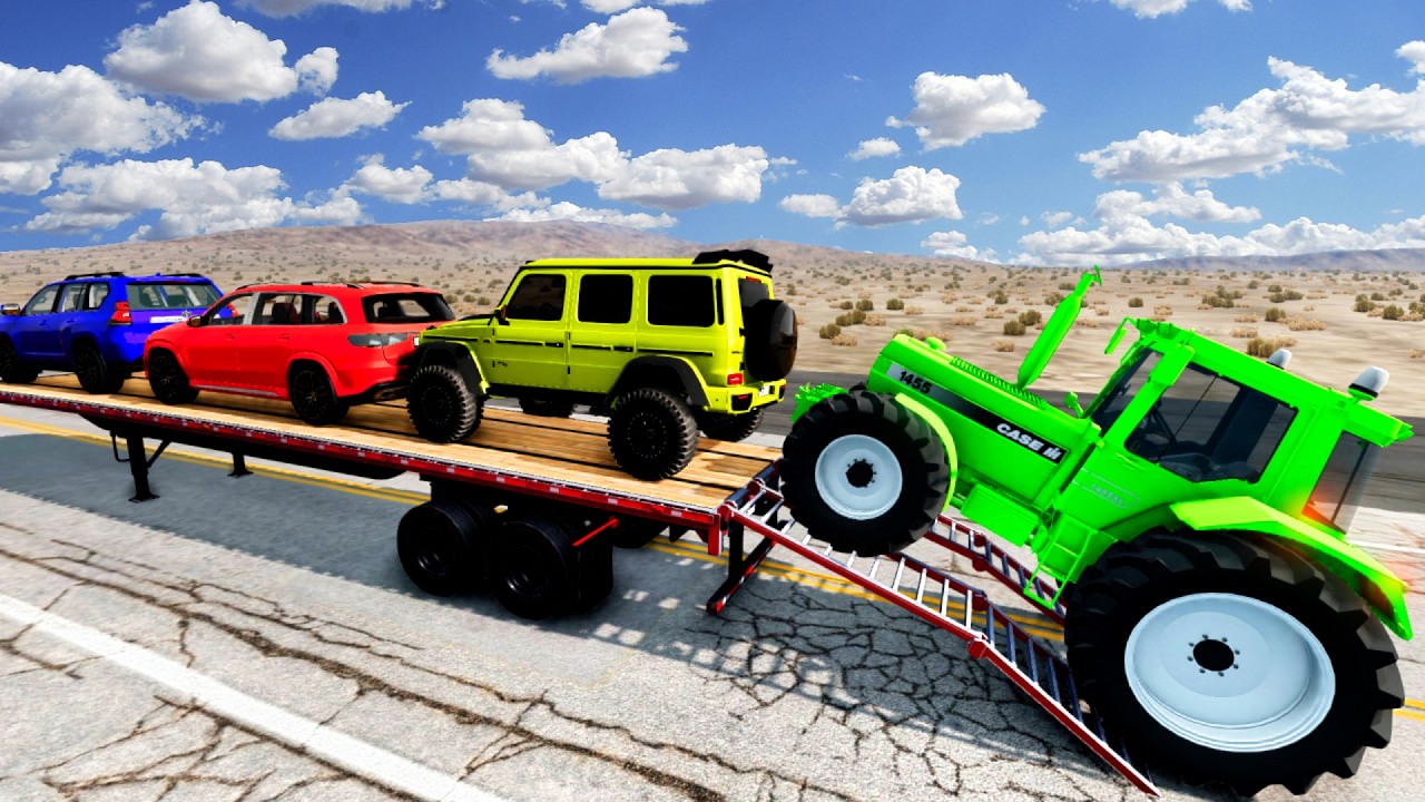 Flatbed Truck Mcqueen | Transportation with Truck - Pothole vs Car #9 - BeamNG.Drive