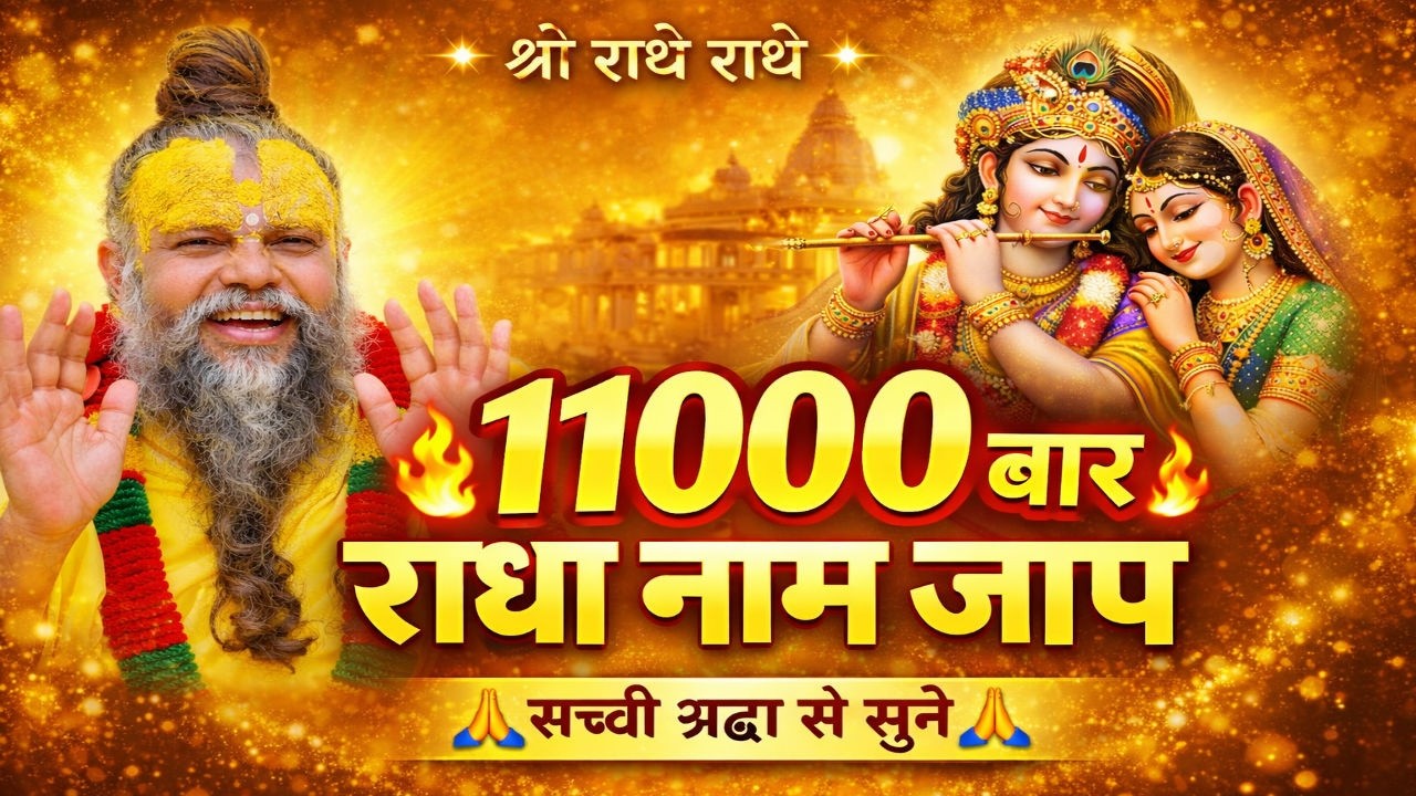 11,000 बार राधा नाम जाप | सुबह का राधा नाम जप | 108 माला राधे राधे | सकारात्मक ऊर्जा