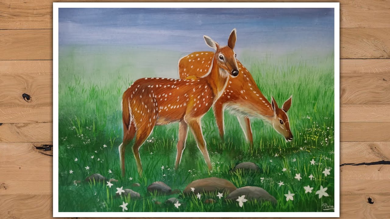 Poster Colour Painting | Deer drawing