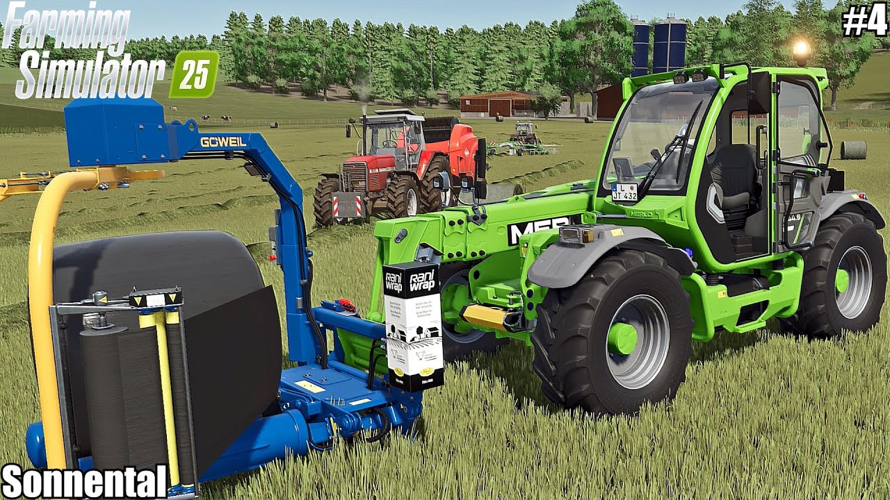 BALING and WRAPPING GRASS SILAGE BALES, FEEDING COWS│Sonnental│FS 25│4
