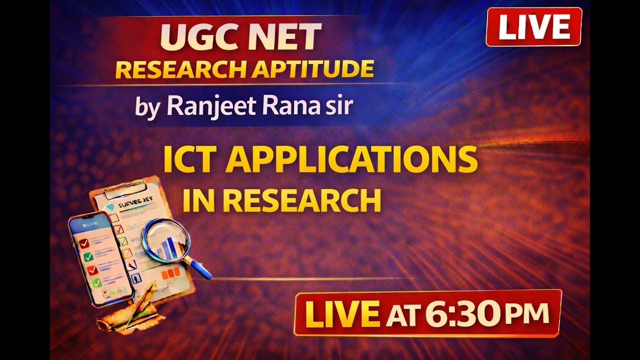 UGC NET Paper 1 | ICT Applications in Research | Research Aptitude | Live Class by Ranjeet Rana Sir