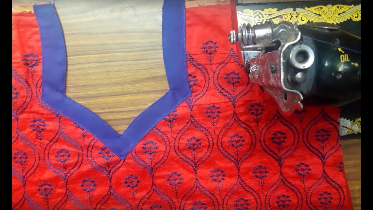 how to cutting and stitching chudithar neck designs