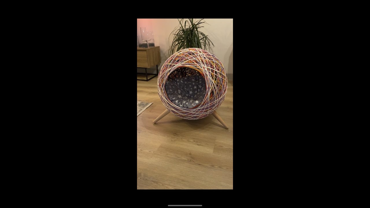 Makrome ipinden kedi evi yapımı kedi yuvası # DIY BALONDAN KEDİ EVİ CAT HOME kedi kümesi