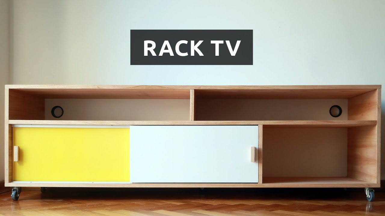 Mueble Rack TV con puertas corredizas