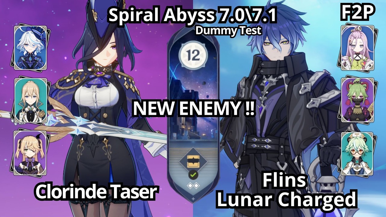 NEW !! C0 Clorinde Taser & C0 Flins Lunar Charged - Spiral Abyss Floor 12 Genshin Impact 7.1