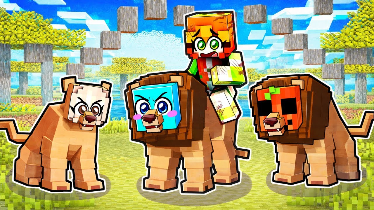 Viviendo como Una FAMILIA de LEONES PROTECTORES en Minecraft!