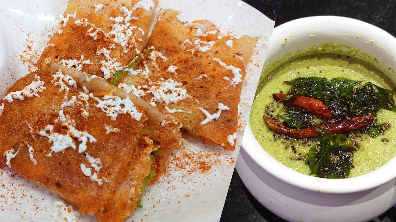 Cheesy Pizza Dosa |Jini Dosa Recipe | Spring Schezwan Dosa| Street Style Dosa |Green Coconut Chutney