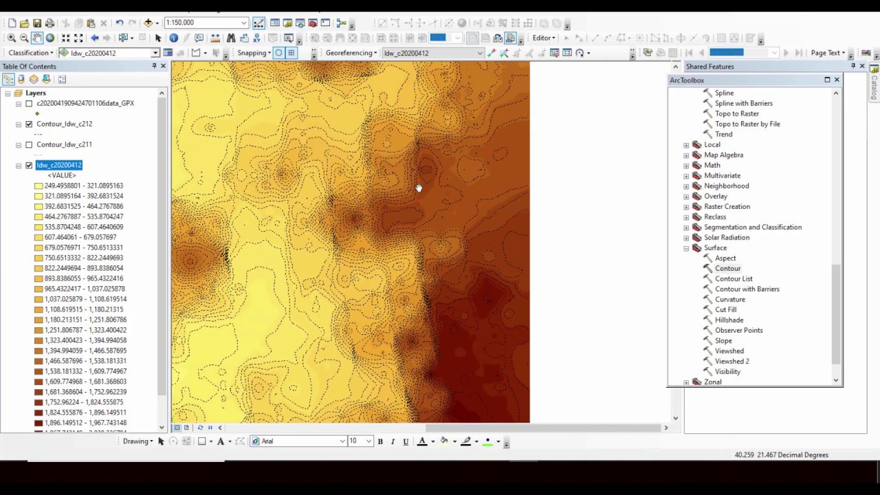 كيفية عمل خطوط الكنتور من جوجل ايرث وتصديرها لجميع البرامجGoogle Earth to -Contour-Arcmap