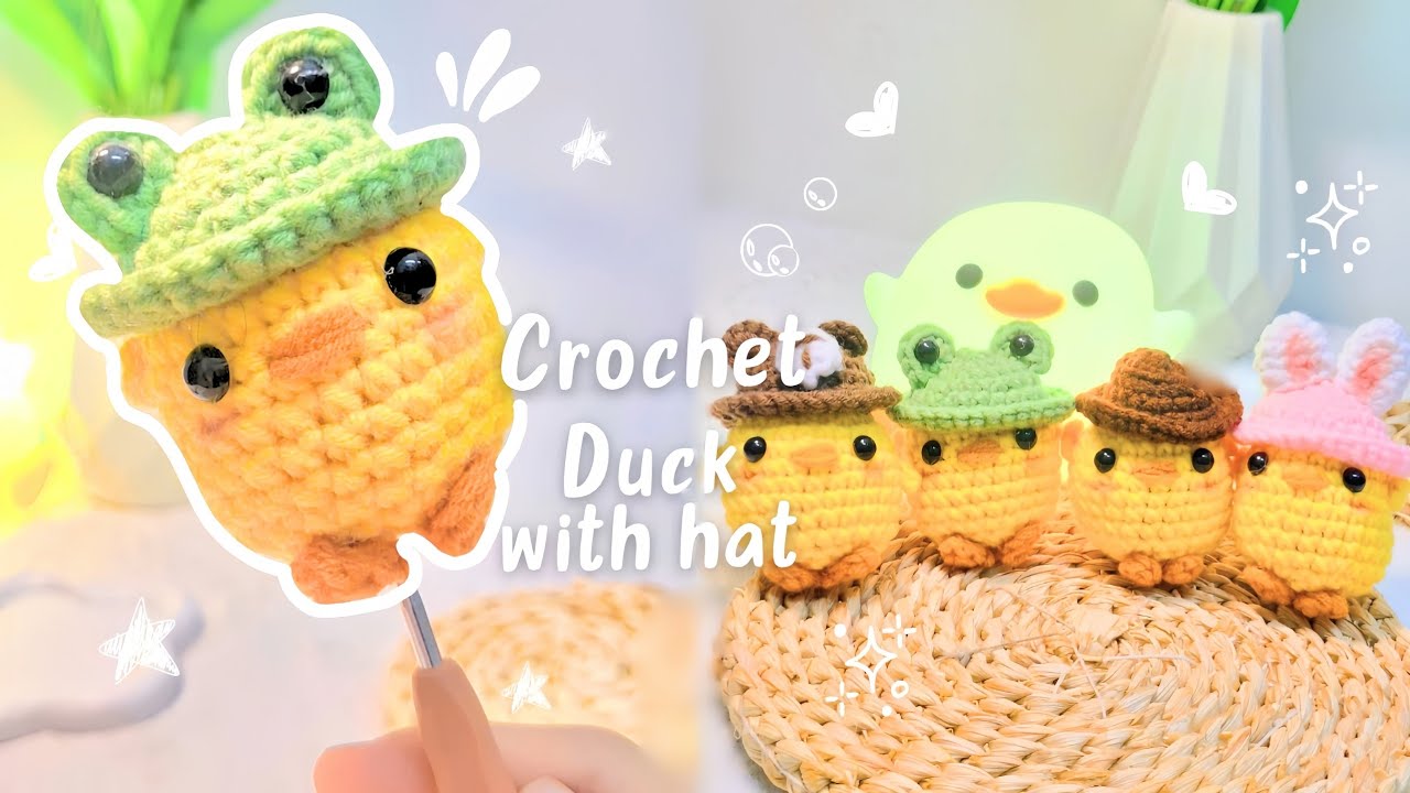 🐥Crochet cute duck with hats | Rabbit | cowboy hat | Frog | Bear | Simple and easy 🐥