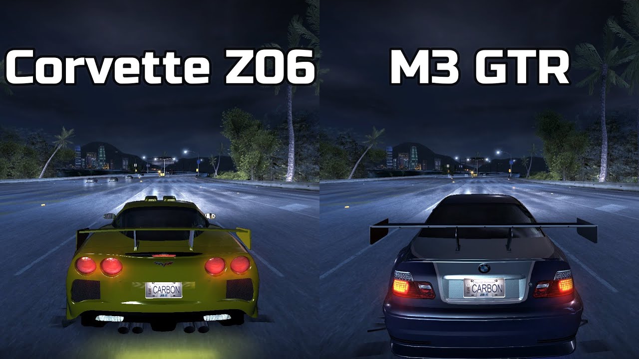 Chevrolet Corvette Z06 vs BMW M3 GTR - Need for Speed Carbon (Drag Race)