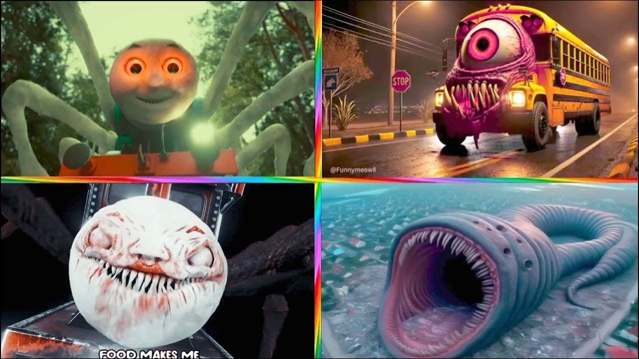 Choo choo Charles🆚 School Bas🆚 Erosion Worm 🆚 Cursed Thomas| Mimi Viral Music| Tiles Hop . Horror