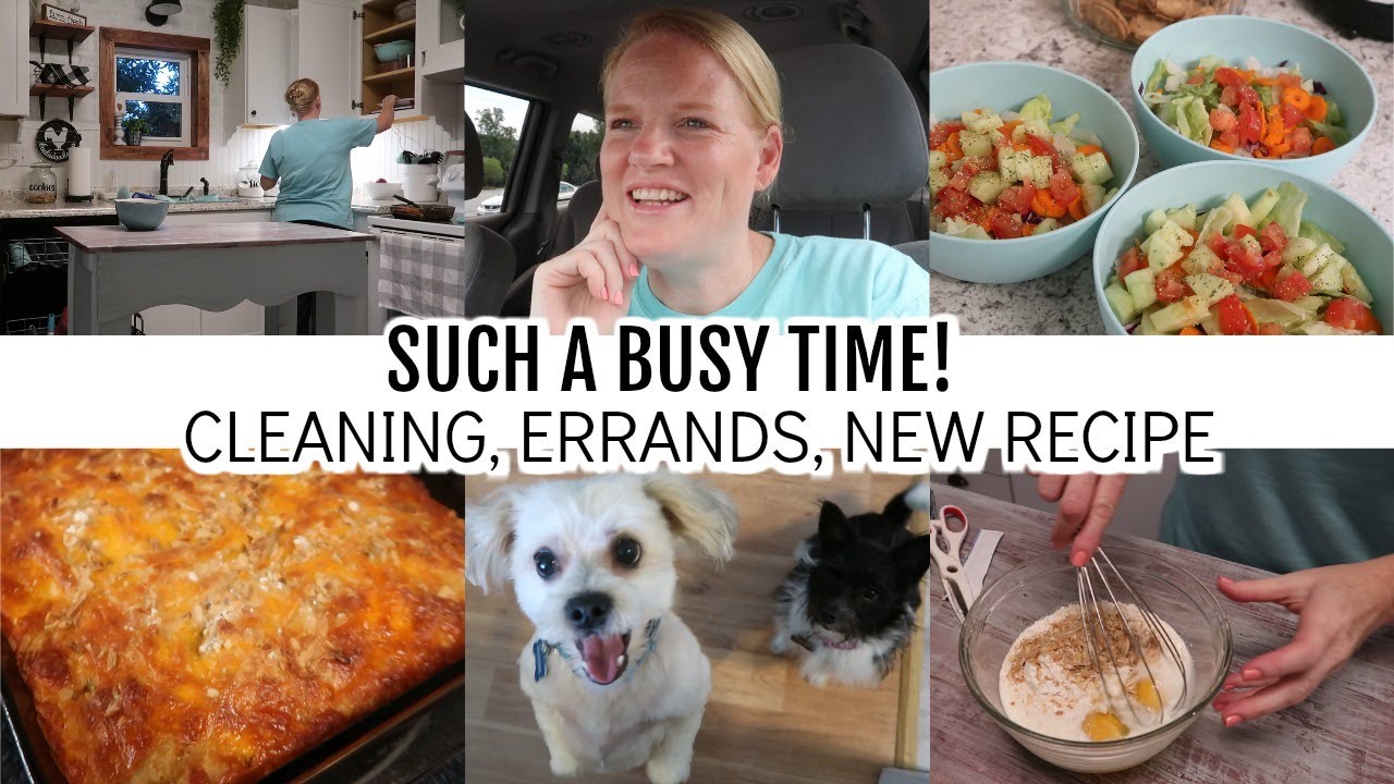 SUCH  A BUSY TIME / CLEANING, ERRANDS, IMPOSSIBLE CHEESEBURGER PIE