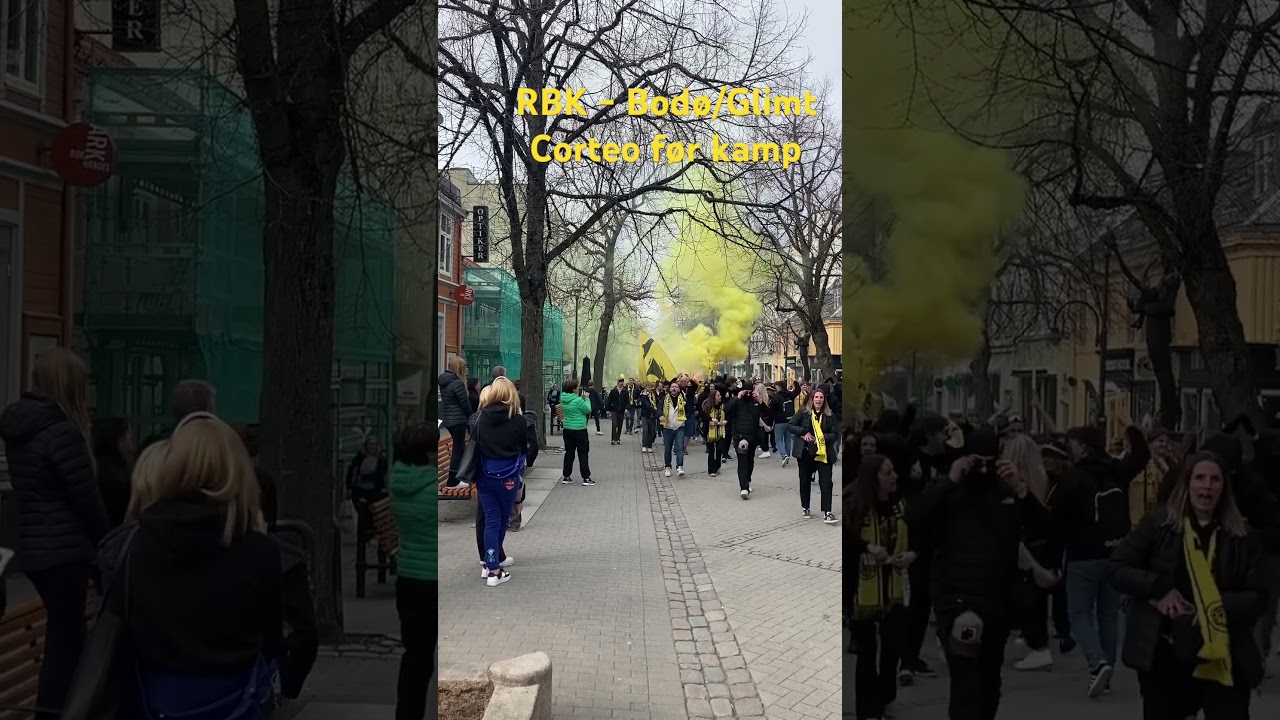 Corteo opp til Lerkendal f&oslash;r Rosenborg - Bod&oslash;/Glimt l&oslash;rdag 27/4-2024. Glimt vant kampen 3-1