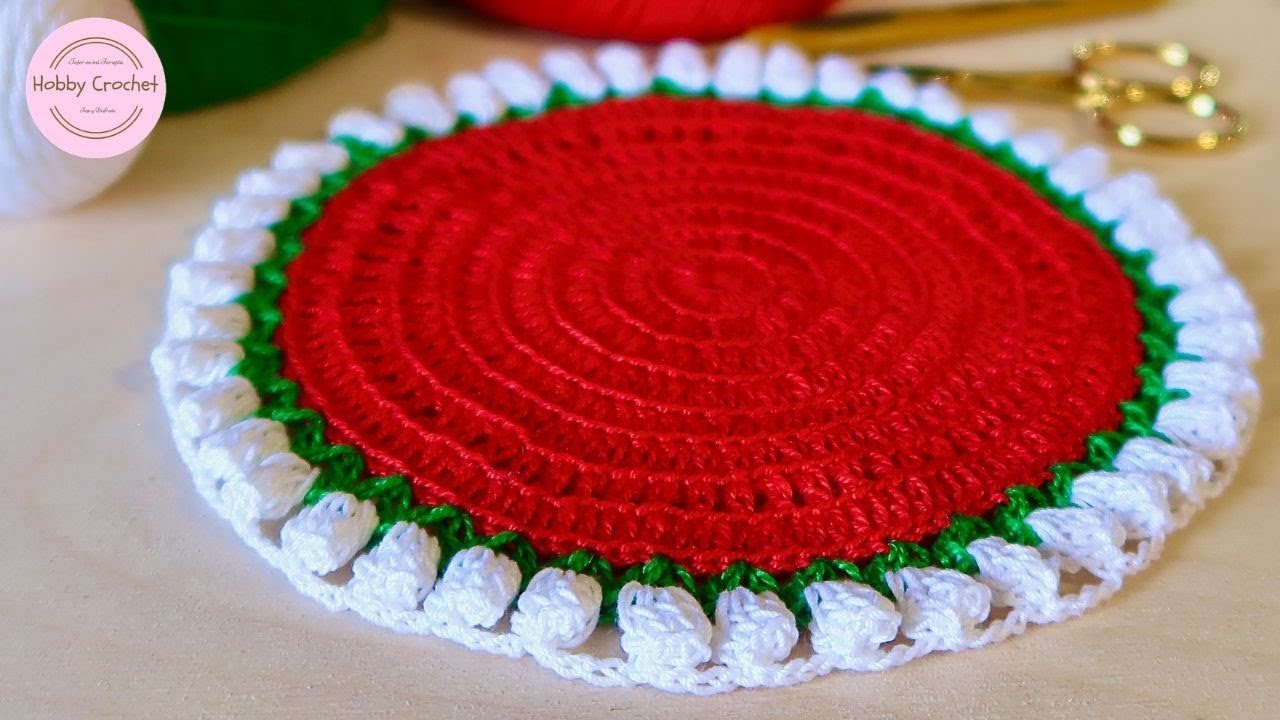 Tapete Navideño a crochet paso a paso (Versión Diestra)