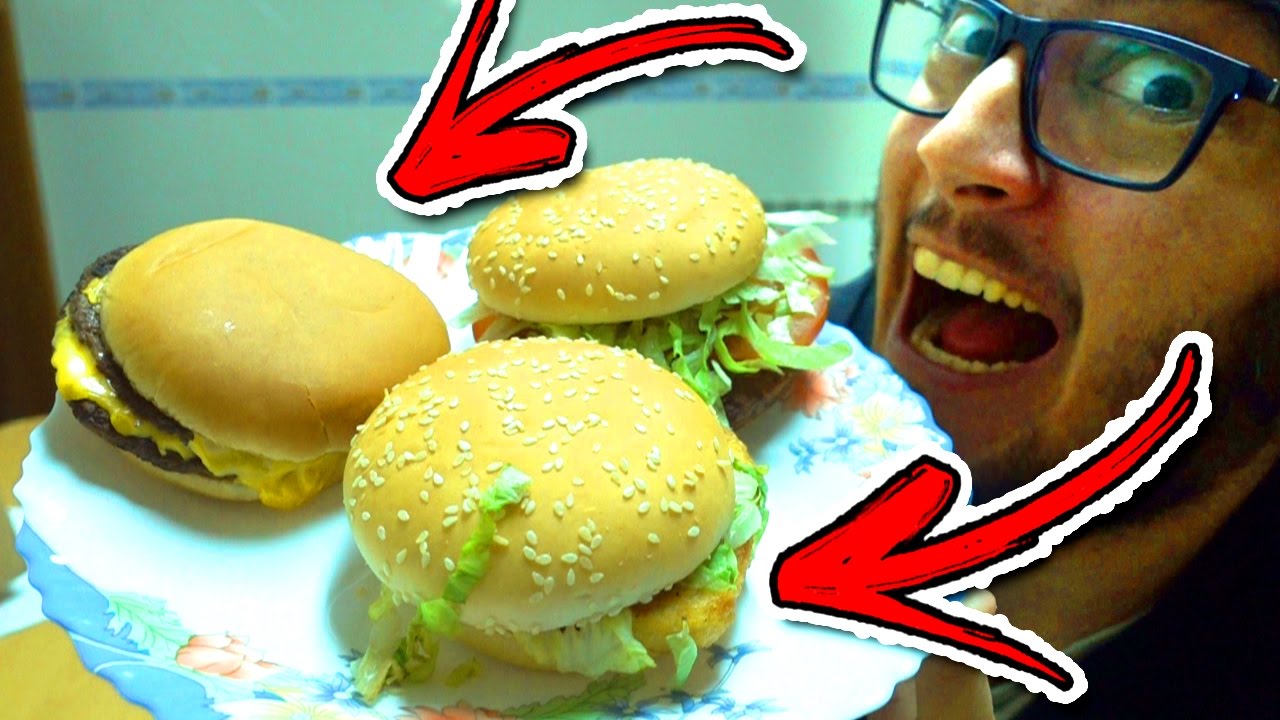 JUNTEI UM DOUBLE CHEESEBURGER , UM McCHICKEN E UM McVEGGIE ( McDonald's Super Secret Menu)