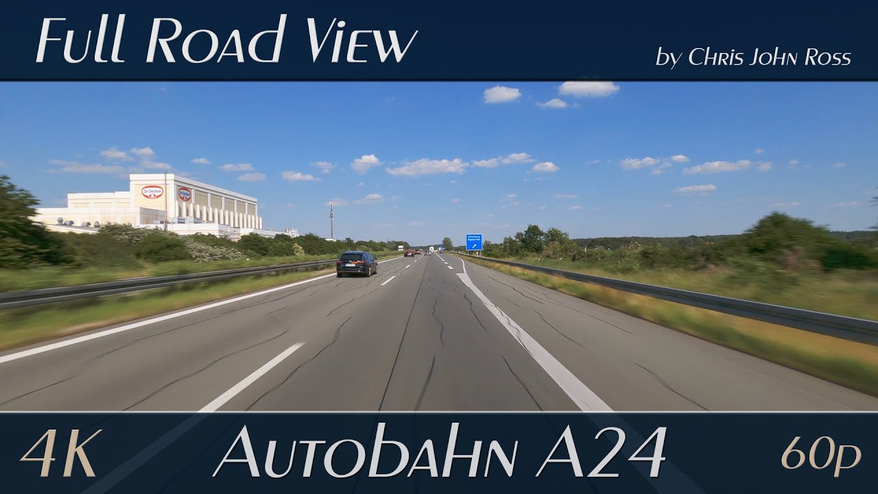 Autobahn (A24), Germany: Gudow - Gallin - Zarrentin - Wittenburg - 4K (2160p/60p) Ultra HD