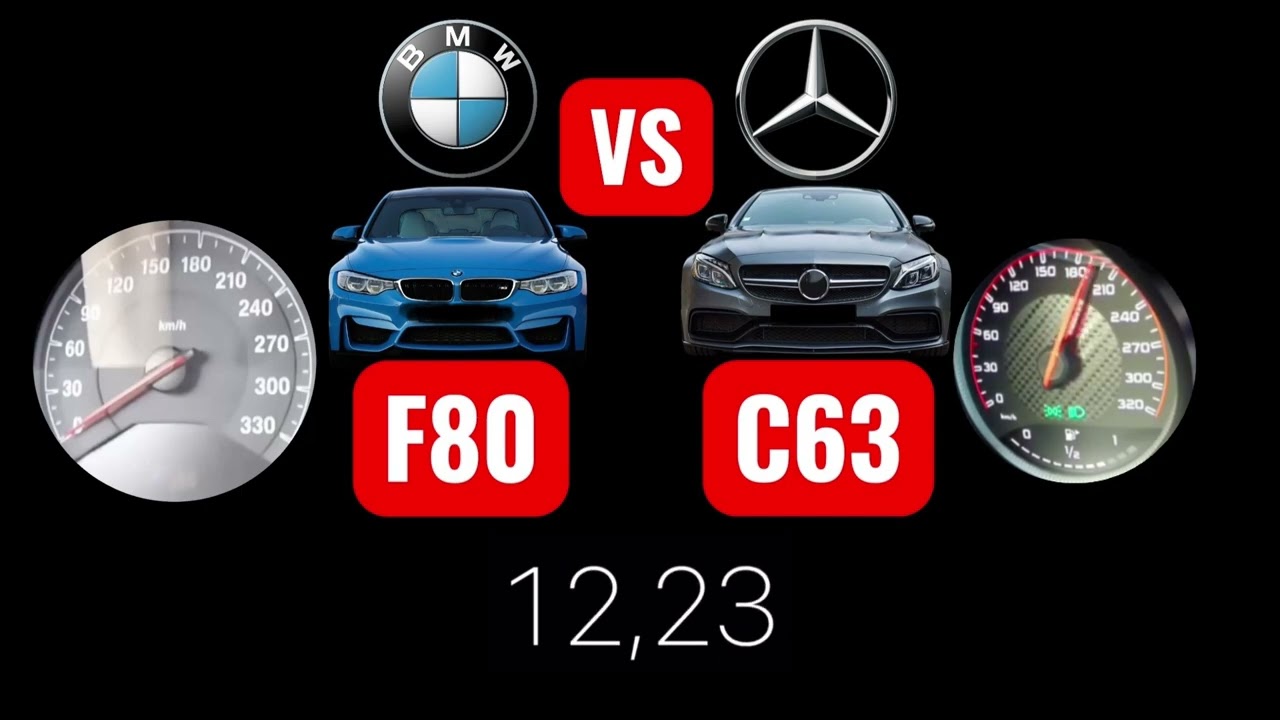 BMW M3  vs Mercedes C63. Acceleration battle. 