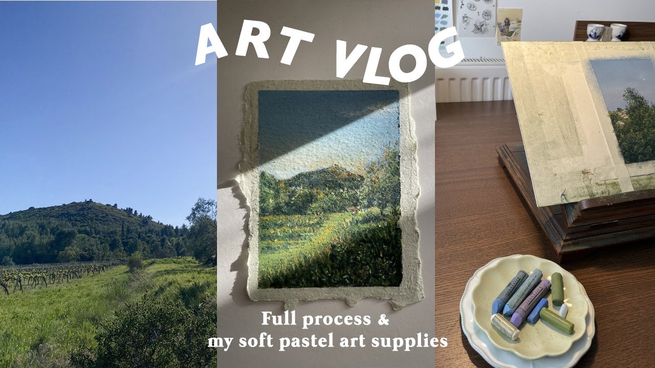 sub) On crée un paysage au pastel ensemble + mon matériel pour dessiner au pastel tendre 🌾⛰️