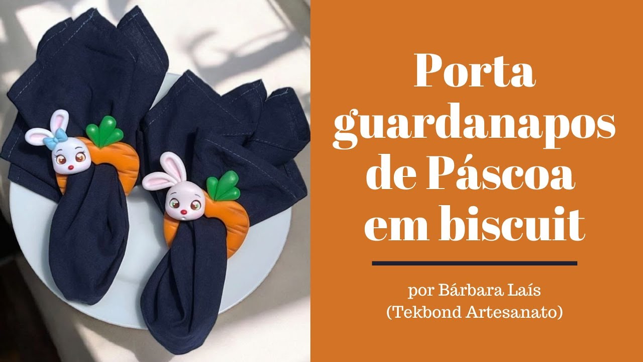 Porta guardanapos Páscoa em biscuit | Bárbara Laís | Tekbond Artesanato