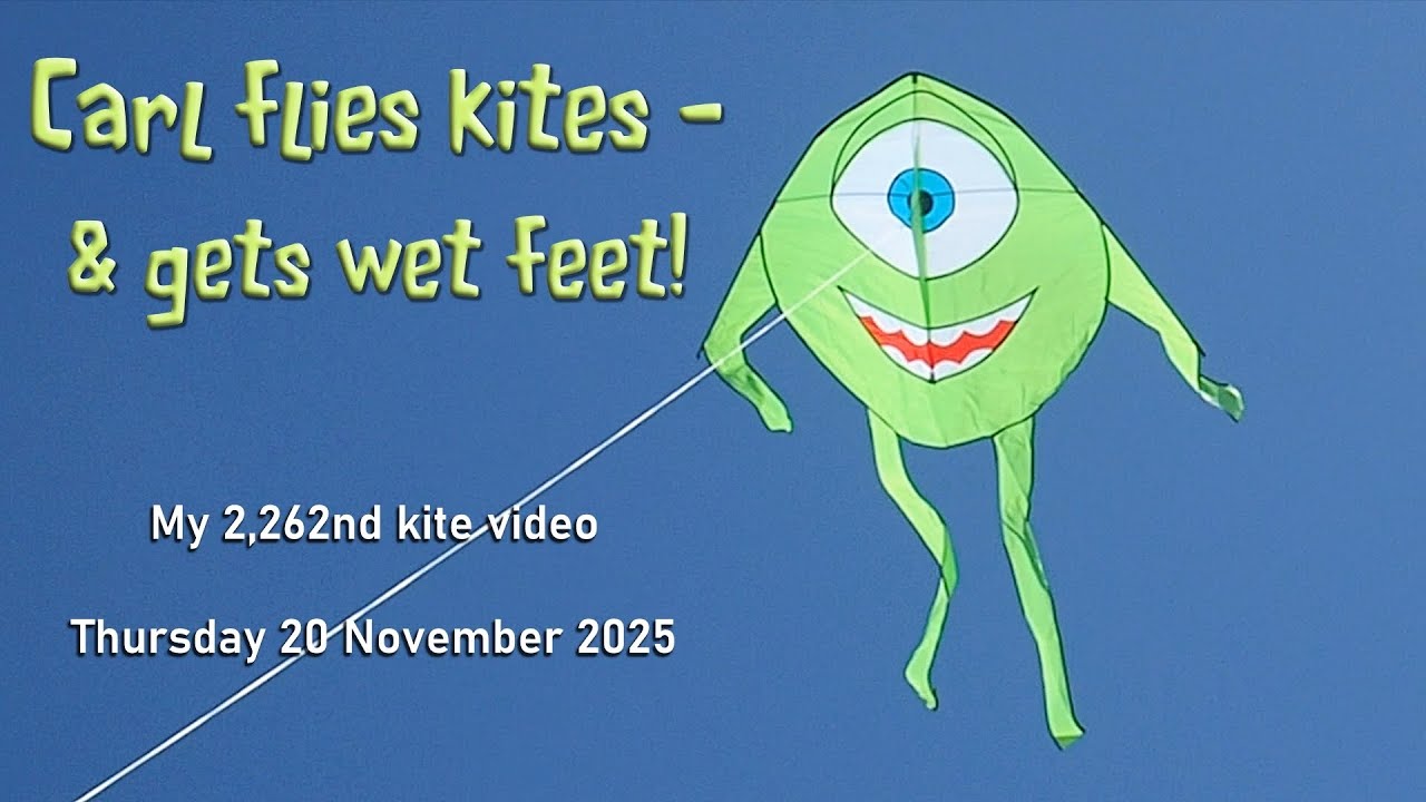 Carl flies kites and gets wet feet