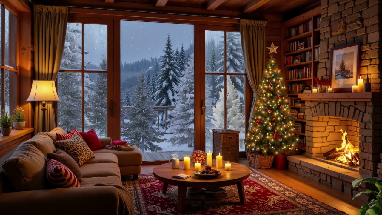 Christmas Piano Melody 2026 &bull; A Gentle Holiday With Snowfall And Fireplace Air