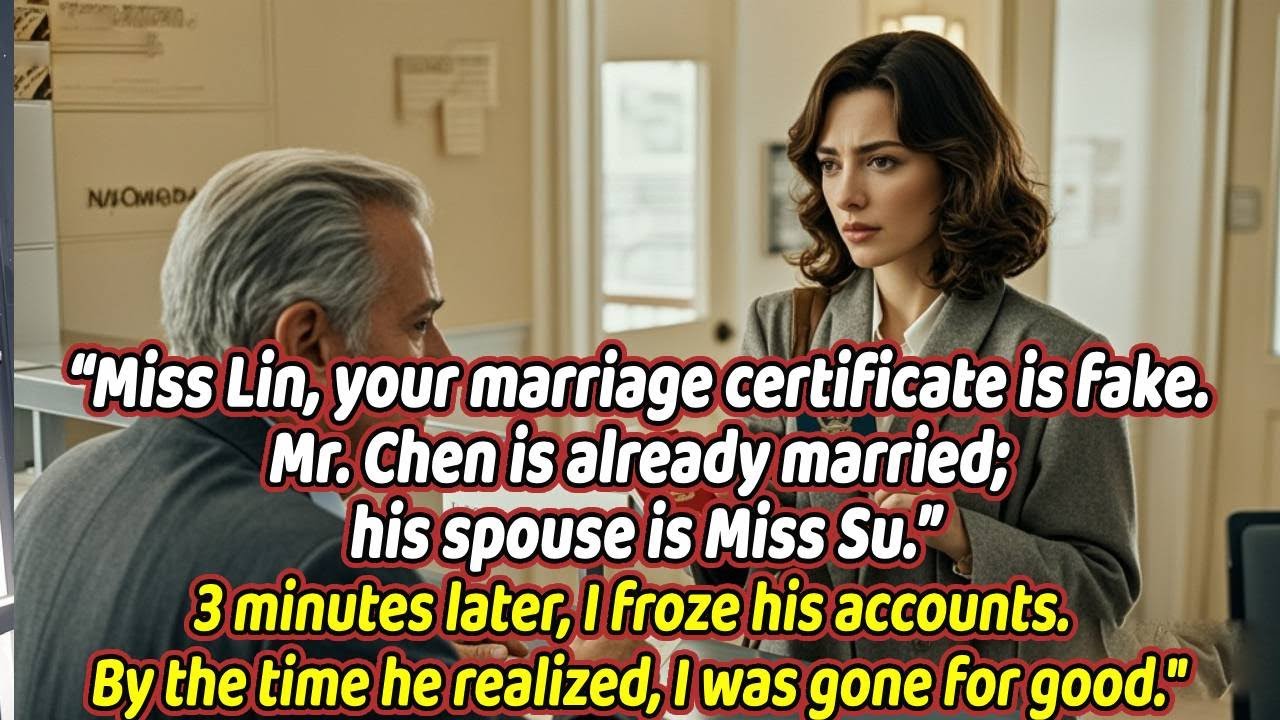 Miss Lin, your marriage certificate is fake. Mr. Chen is already married; his spouse is Miss Su.