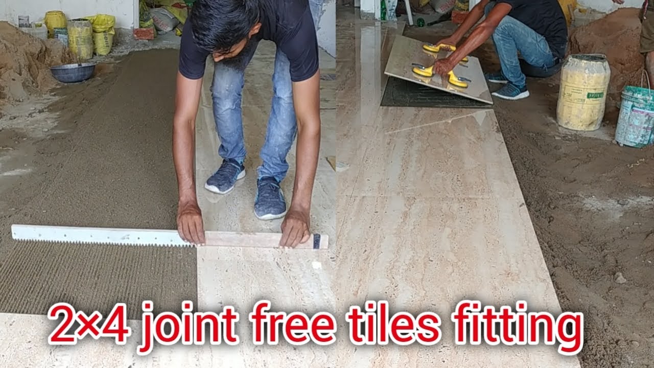 2&times;4 joint free tiles fitting || flooring tiles fitting ||