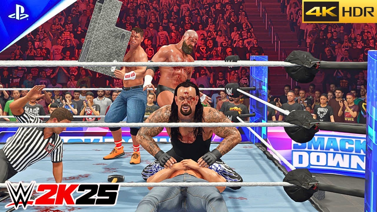 WWE 2K25 - John Cena vs Brock Lesnar vs Undertaker v Triple H Fatal 4 Way Match | PS5™ Pro [4K HDR]