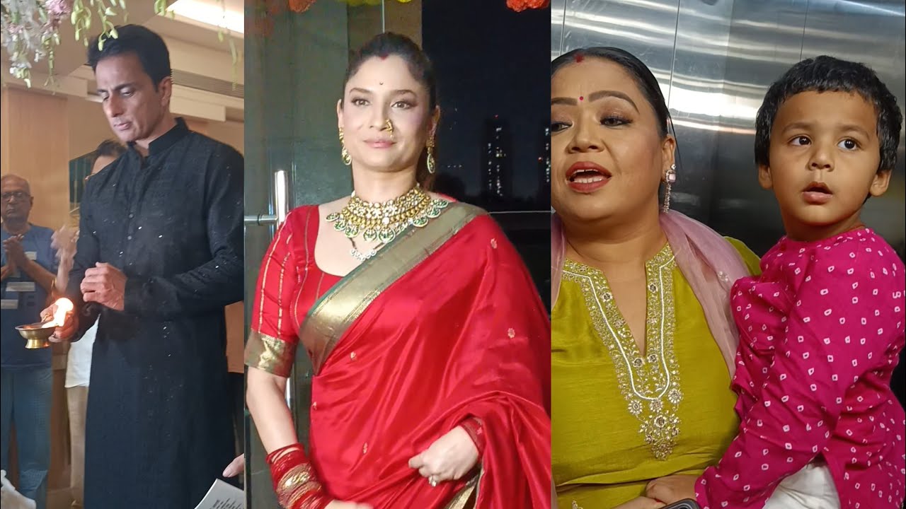 Bharti Singh Ankita Lokhande Sonu Sood At Ganesh Darshan In Mumbai Today