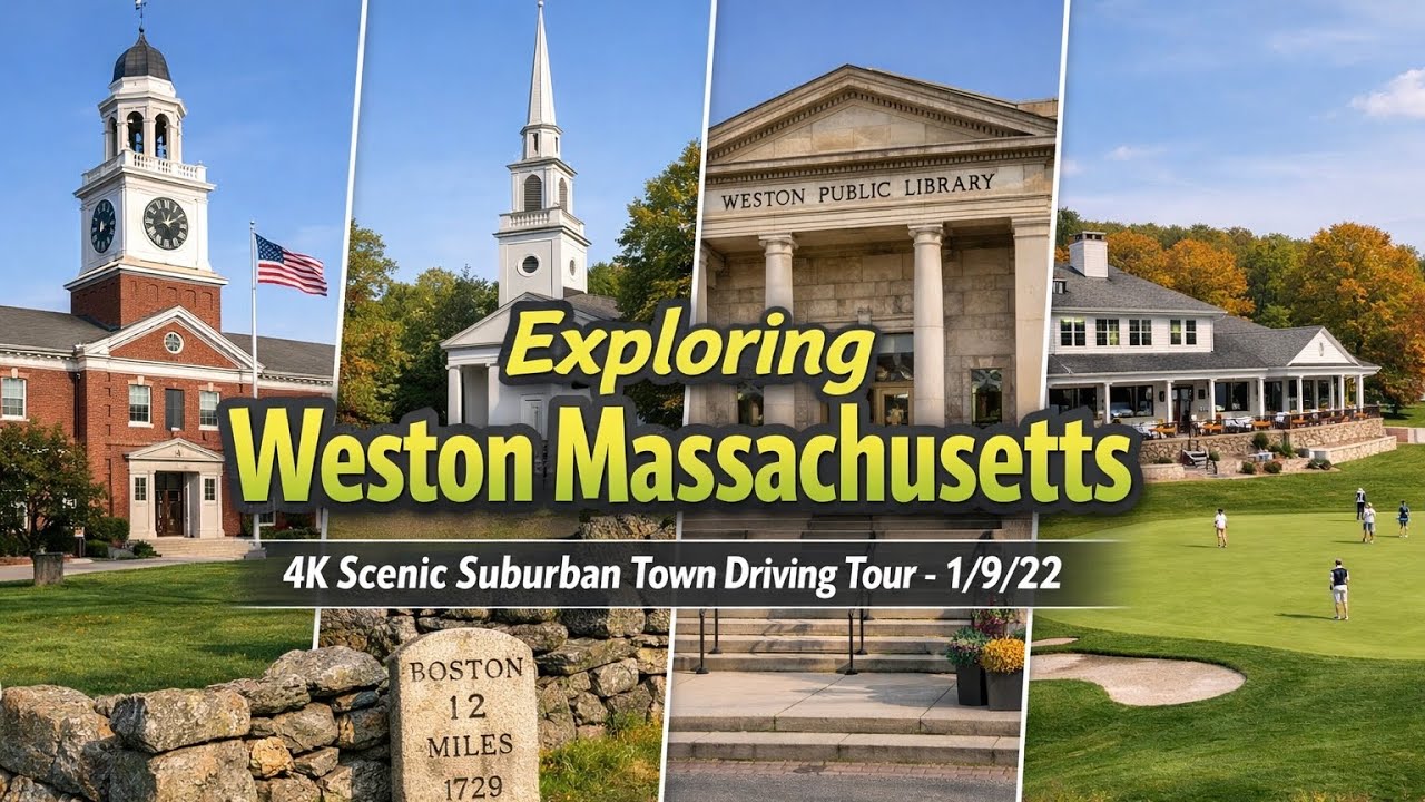 🏰 Exploring Weston Massachusetts | 4K Scenic  Suburban Town Driving Tour - 1/9/22