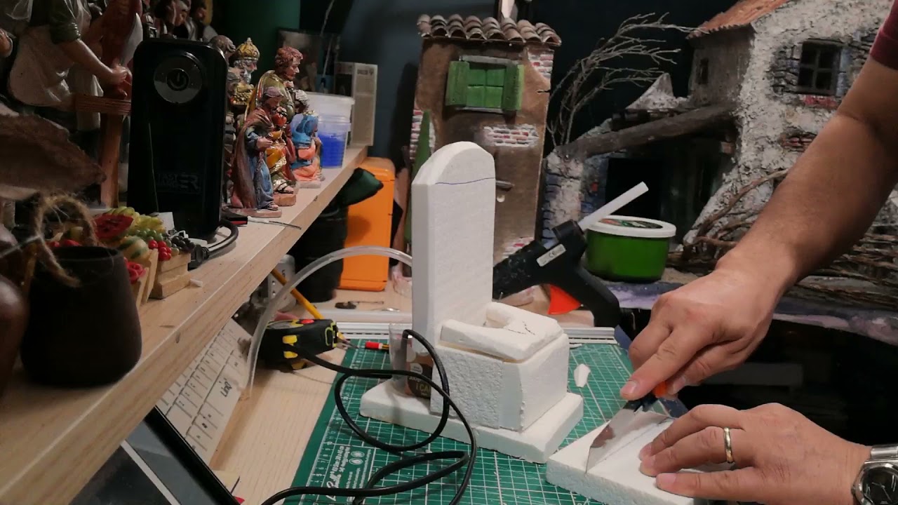 #dinoventurapresepiartigianali tutorial : come realizzare una fontana per presepe in polistirene