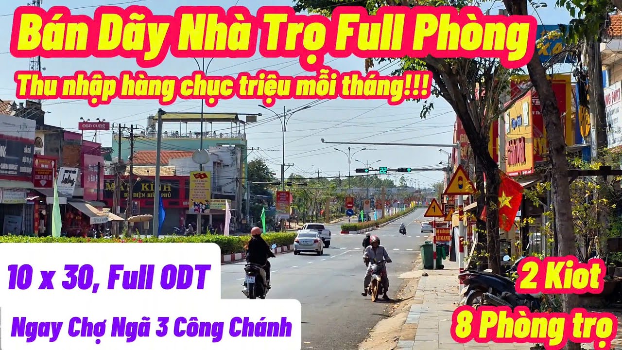 Thu nhập hàng chục triệu mỗi tháng! Dãy nhà trọ full phòng ngay ngã 3 chợ Công Chánh 10x30, full ODT
