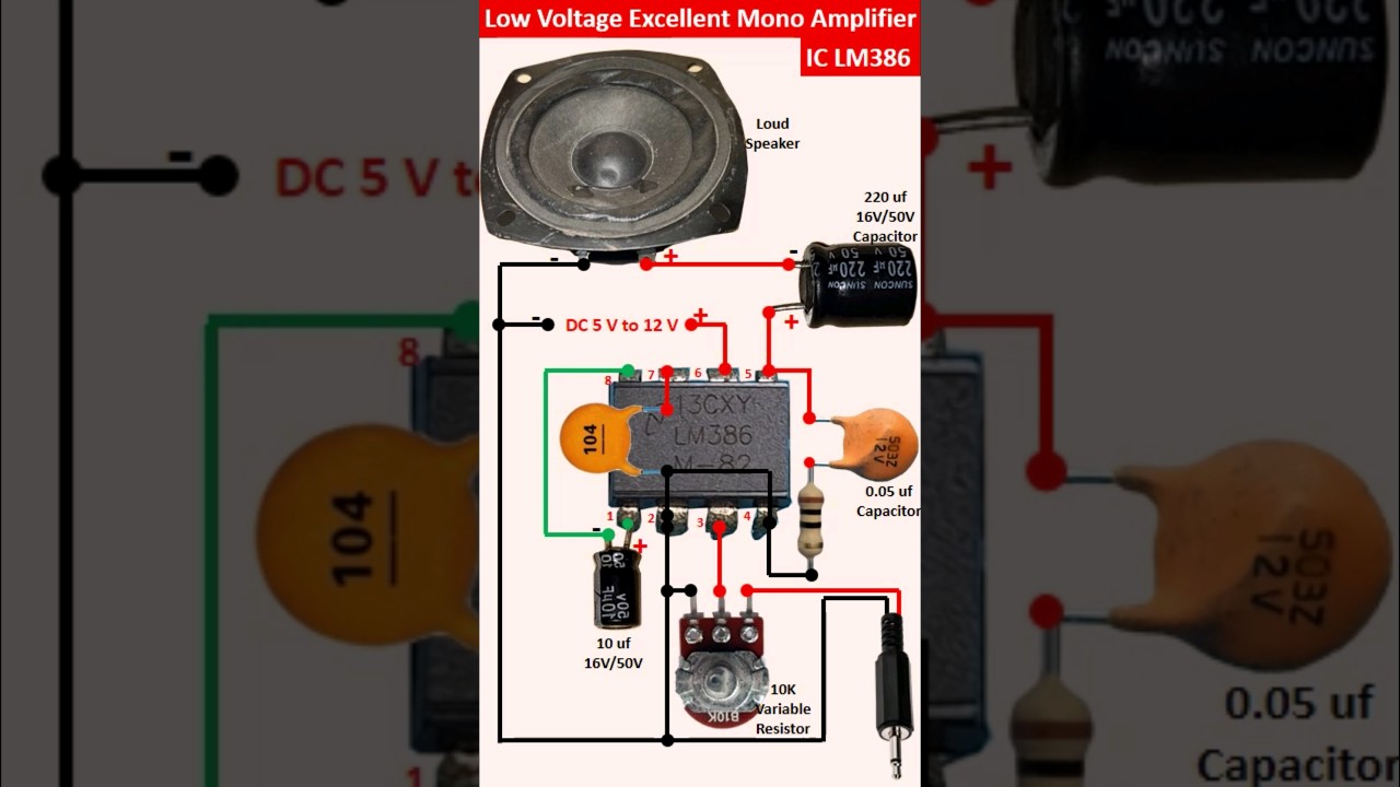 LM 386 Low Voltage Mono Excellent Amplifier || 200 times gain LM386 audio amplifier 5V-12V Input