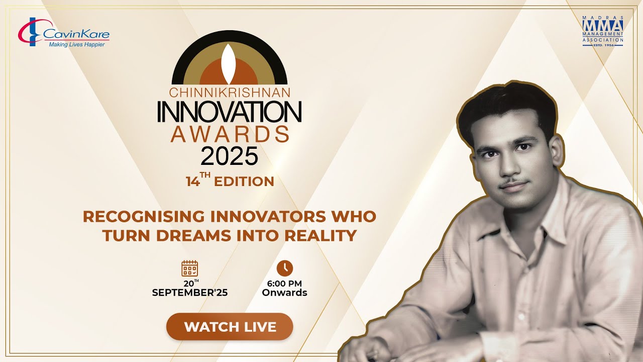 Chinnikrishnan Innovation Awards 2025 | 14th Edition | Cavinkare | MMA | 20th Sept