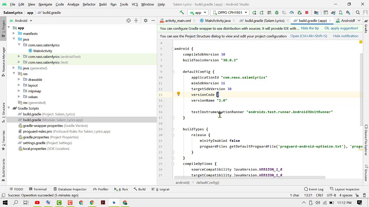 how to update a published app version in android studio