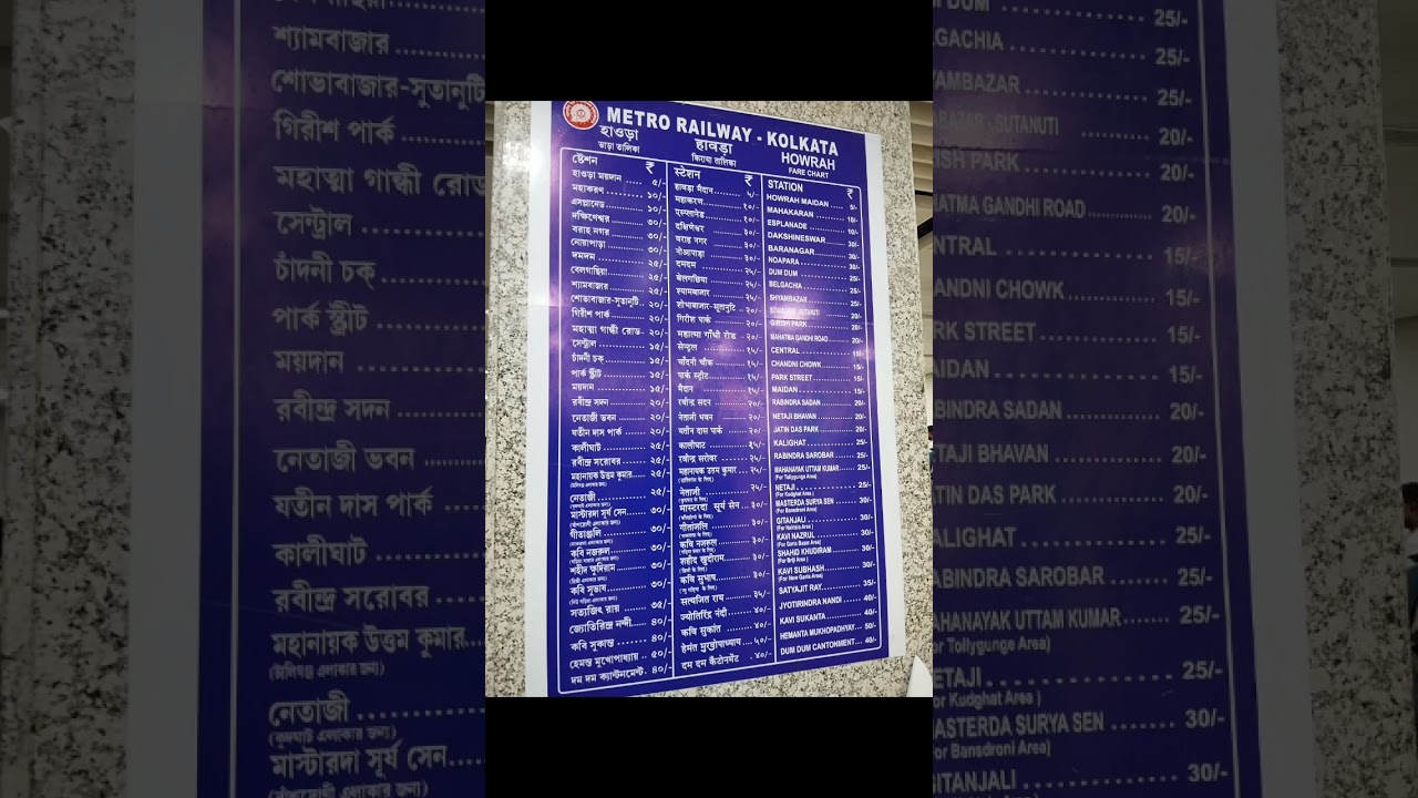 Price of all metro stations from howrah metro. 👍👍❤❤#metro #timetable #howrahrailwaystation